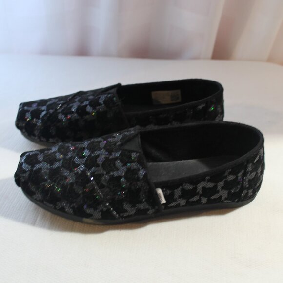 TOMS Black Cat Sparkly Alpargatas, Halloween, Cat Lady, Size 5.5 - Picture 3 of 7